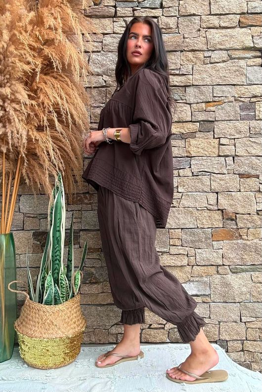 Prairie Pintuck Cotton Smock Chocolate